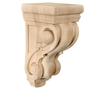 Cream Decorative Wooden Corbel with Ornate Scrollwork
